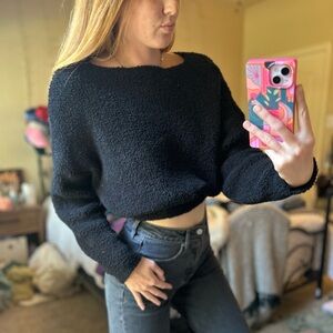 Black fuzzy longsleeve sweater